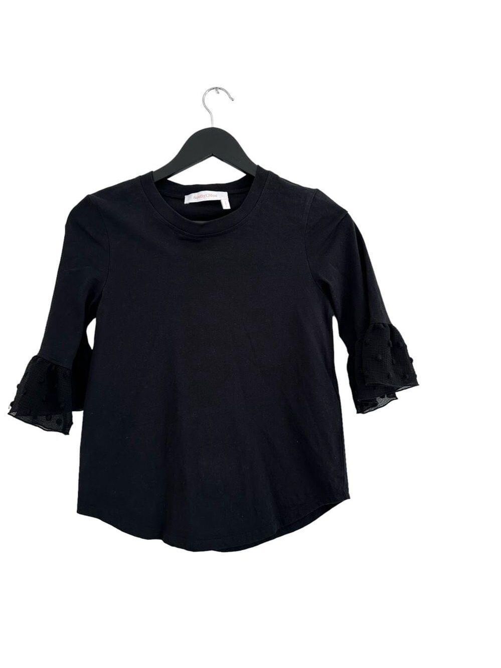 See By Chloe Black 3/4 Quarter bell sleeve top size XS